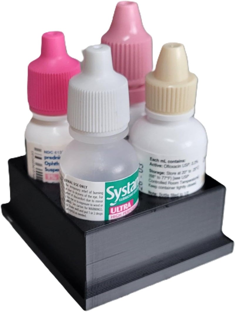 Znet3D Eye Drop Bottles Organizer & Storage – 4-Slot Holder (Black) - Image 1